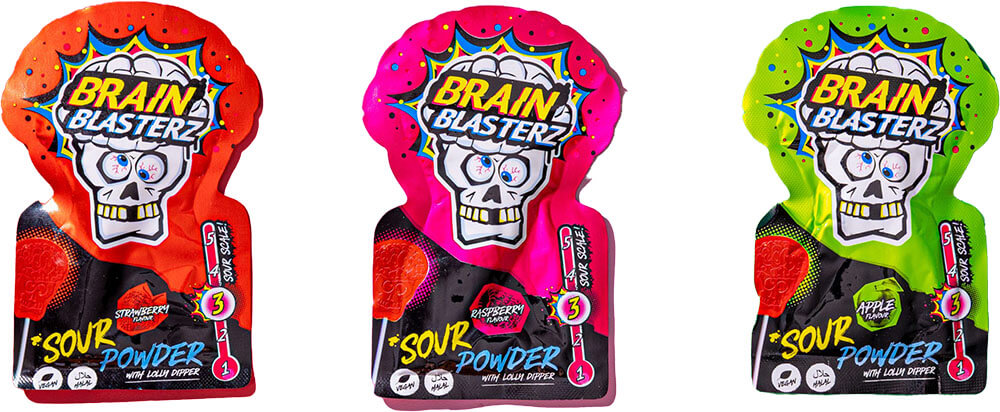 Brain Blasterz Sour Powder and Lollipop godis 10g(BF:2026-06-30)