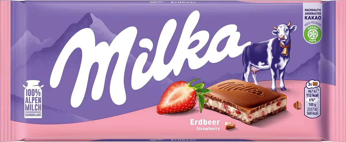 Milka Mælkechokoladebar Jordbær 100g