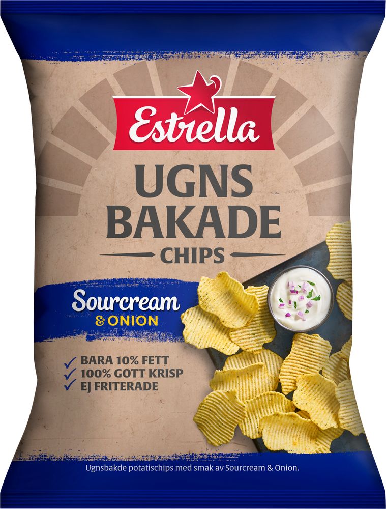Estrella Ovnbagte Sour Cream & Onion 125g