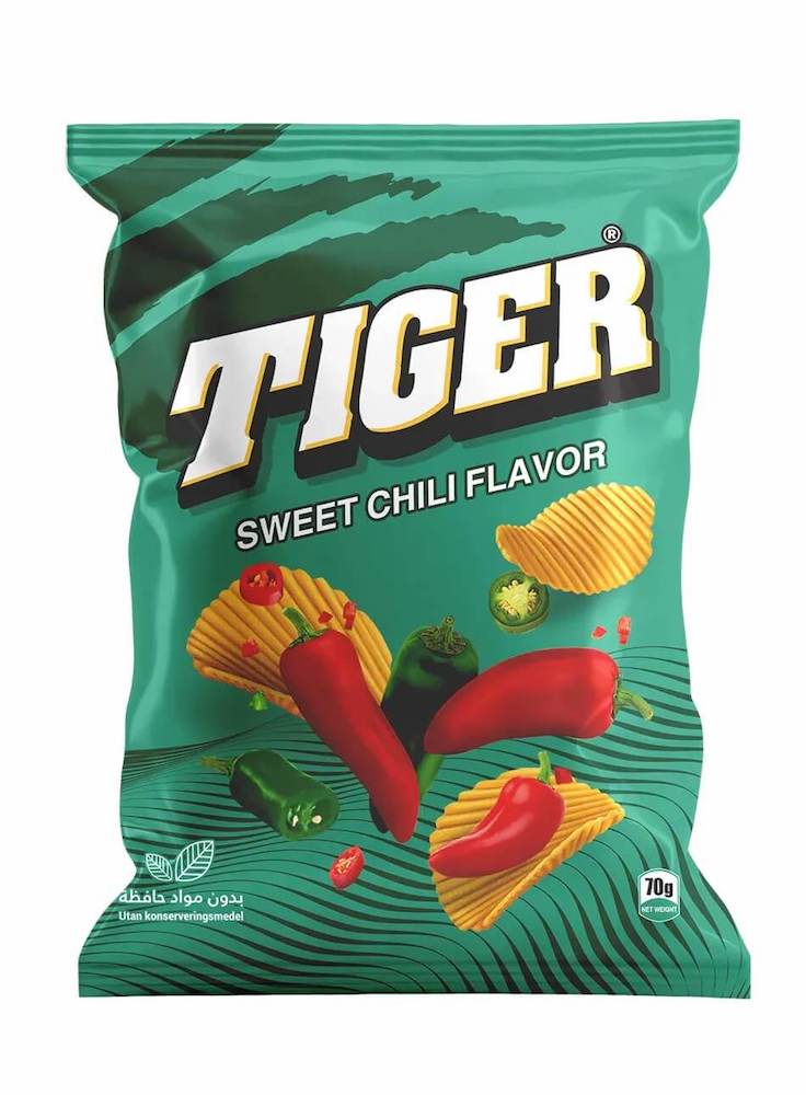 Tiger Kartoffelchips Sød Chili 70g