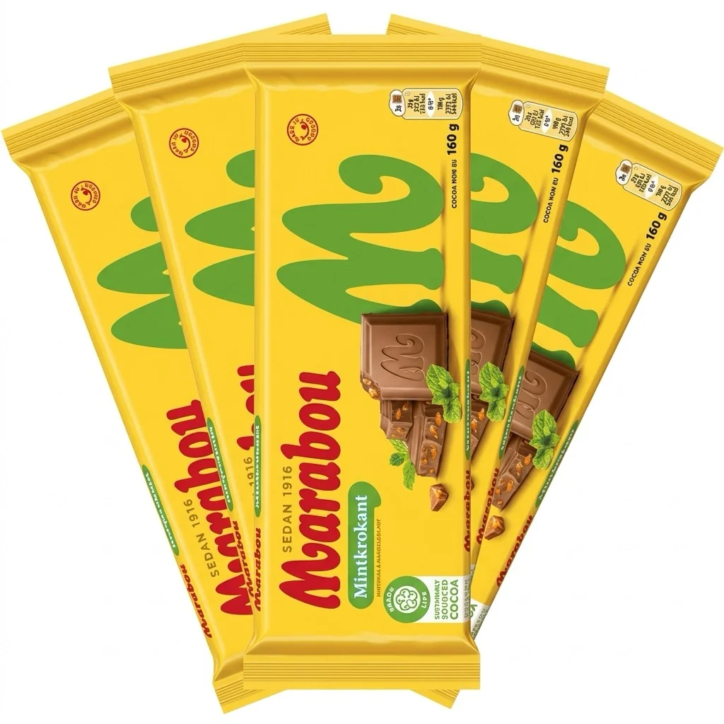 Marabou Chokoladebar Mintkrokant 160g x 5st