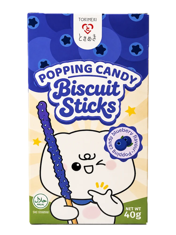 Tokimeki Biscuit Stick Popping Candy Blueberry 40g