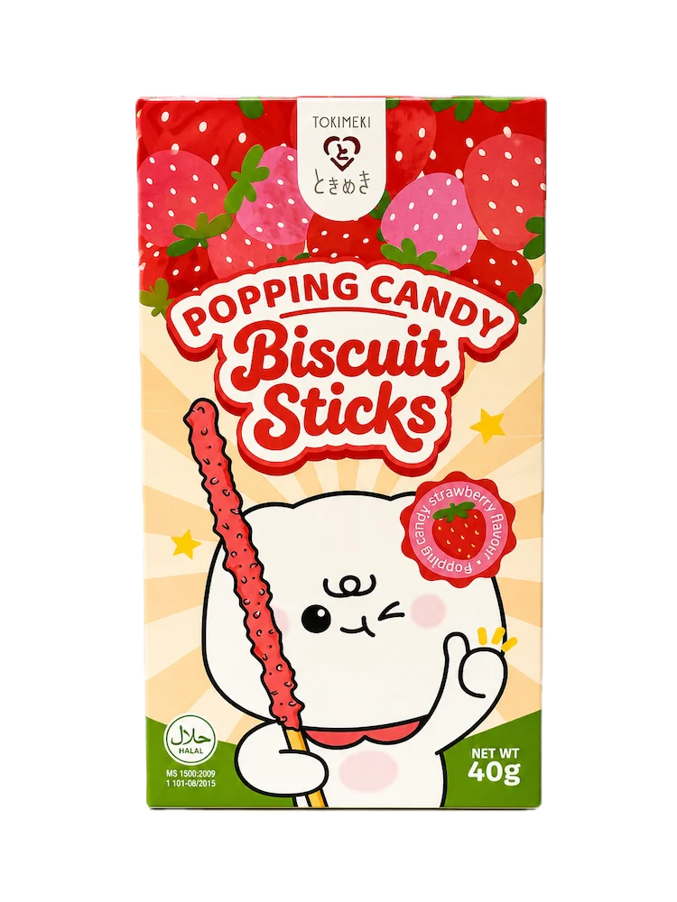 Tokimeki Biscuit Stick Popping Candy Strawberry 40g