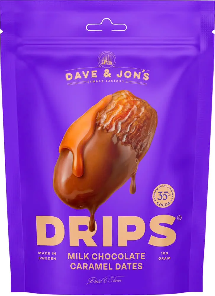 Dave & Jons Drips Dadlar med Kola & Mjölkchoklad 100g